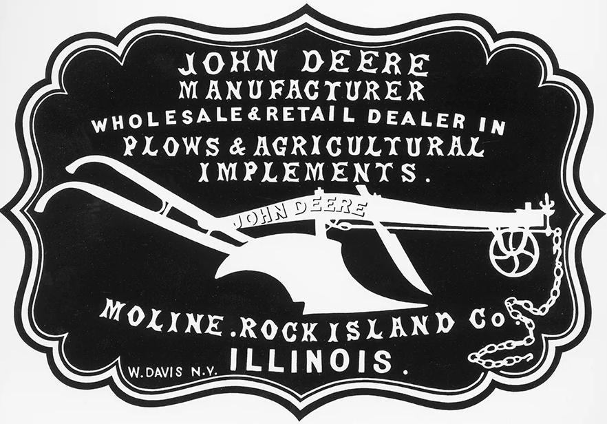 First John Deere logo. Moline plows